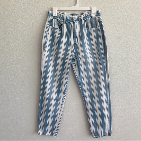 American Eagle High Rise Mom Jeans Striped - Picture 1 of 8